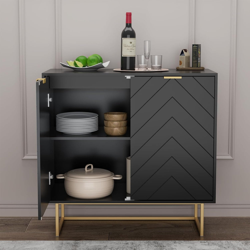 31'' Modern Sideboard Buffet with Storage for Living Room, Black and ...