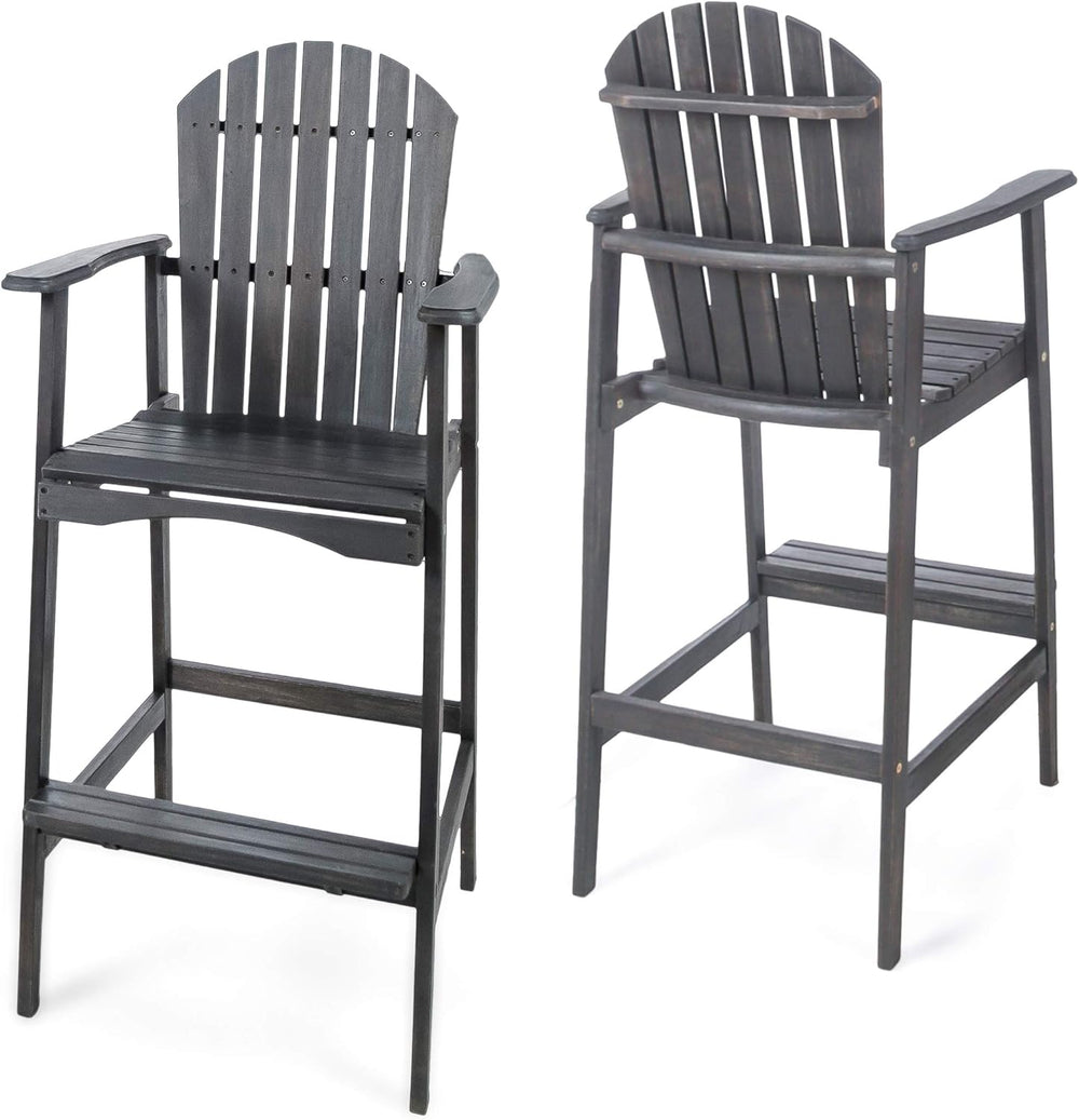 Christopher Knight Home Malibu Outdoor Acacia Wood Adirondack Barstools, 2-Pc...