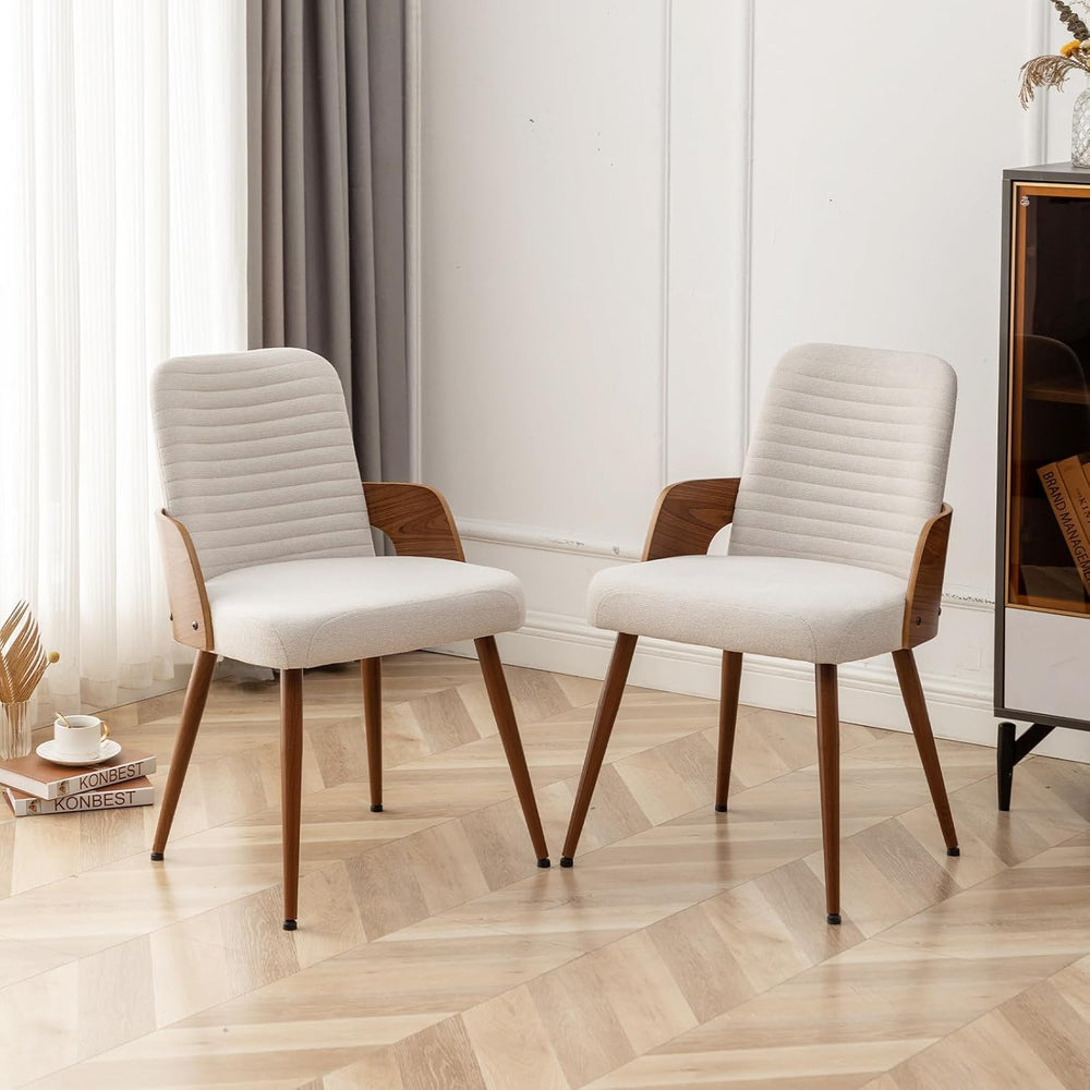 Dining Room Chairs,Mid Century Modern Kitchen Chairs,Upholstered Beige Fabric...