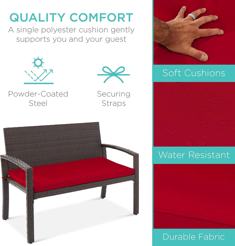 Best Choice Products Outdoor Bench 2-Person Wicker Garden Patio Benches Seati...