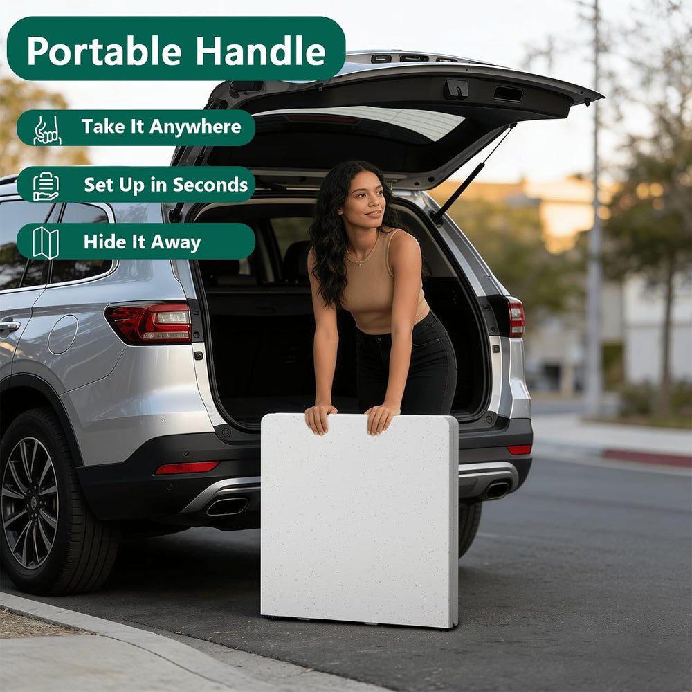 Folding Table 1 Pack, 4FT Folding Table with Adjustable Height, Heavy Duty Pl...