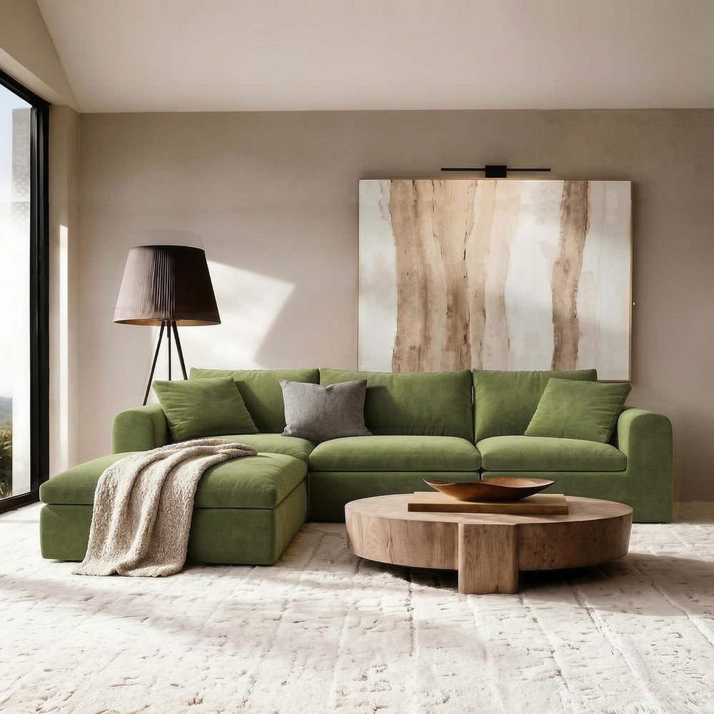 119" Modular Sectional Cloud Sofa, No Assembly Boneless Couch with Ottoman