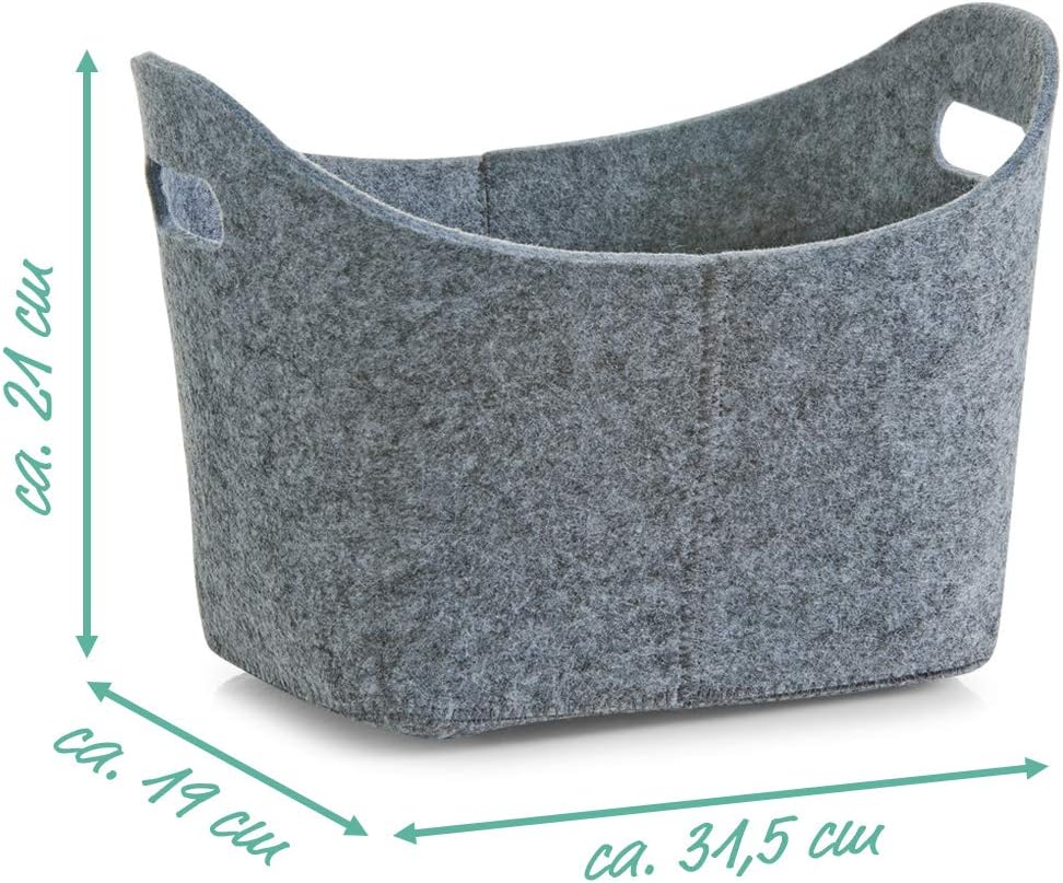 Zeller 31,5 x 19 x 21cm Oval Felt Basket, Grey