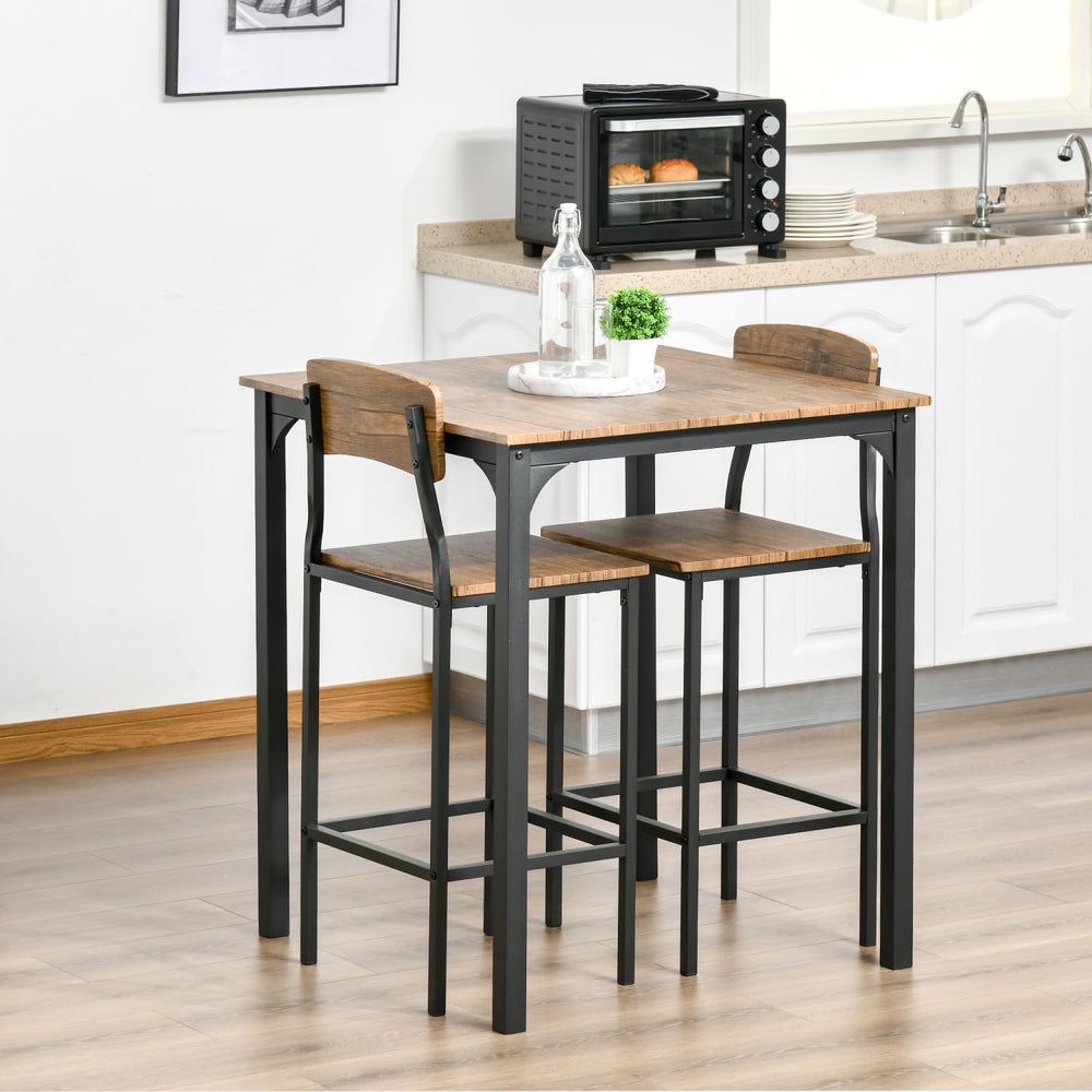 3 Piece Table Set with Steel Legs and Footrests
