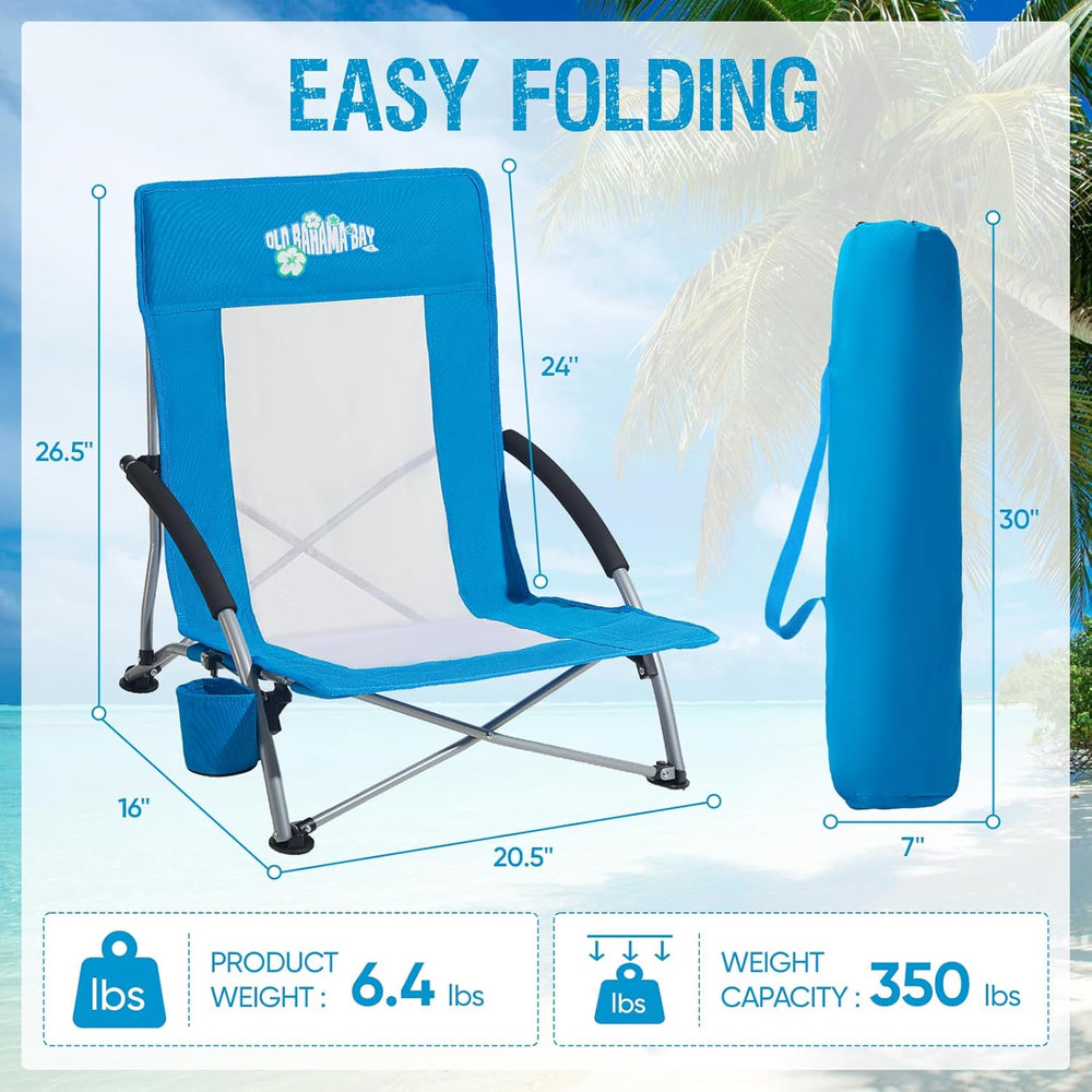 Old Bahama Bay Folding Beach Chair 2 Pack, Beach Chairs for Adults Low Beach ...