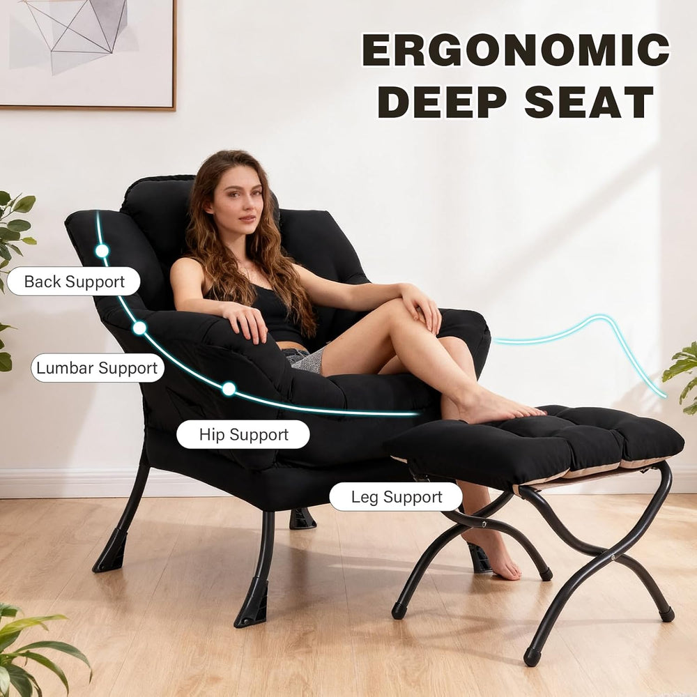 Modern Lazy Chair with Ottoman Lounge Accent Reading Chair for Living Room