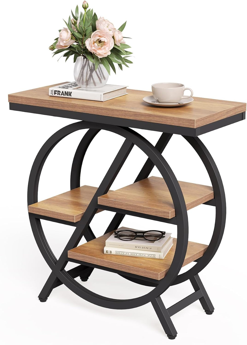 End Table, Narrow Side Table with 4-Tier Large Storage Space, Modern Bedside ...