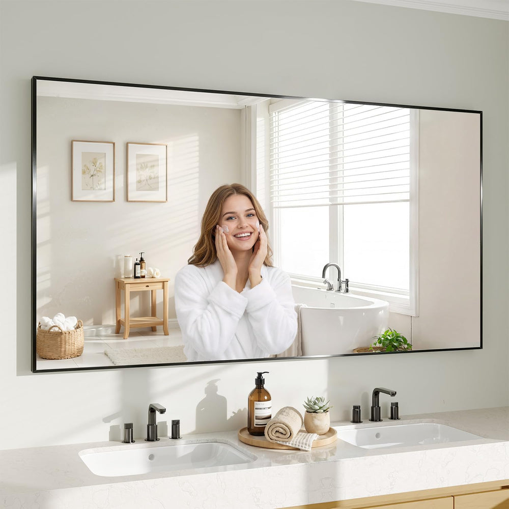 Koonmi Black Mirrors for Wall, 30x60 Inch Bathroom Mirror, Rectangular Wall M...