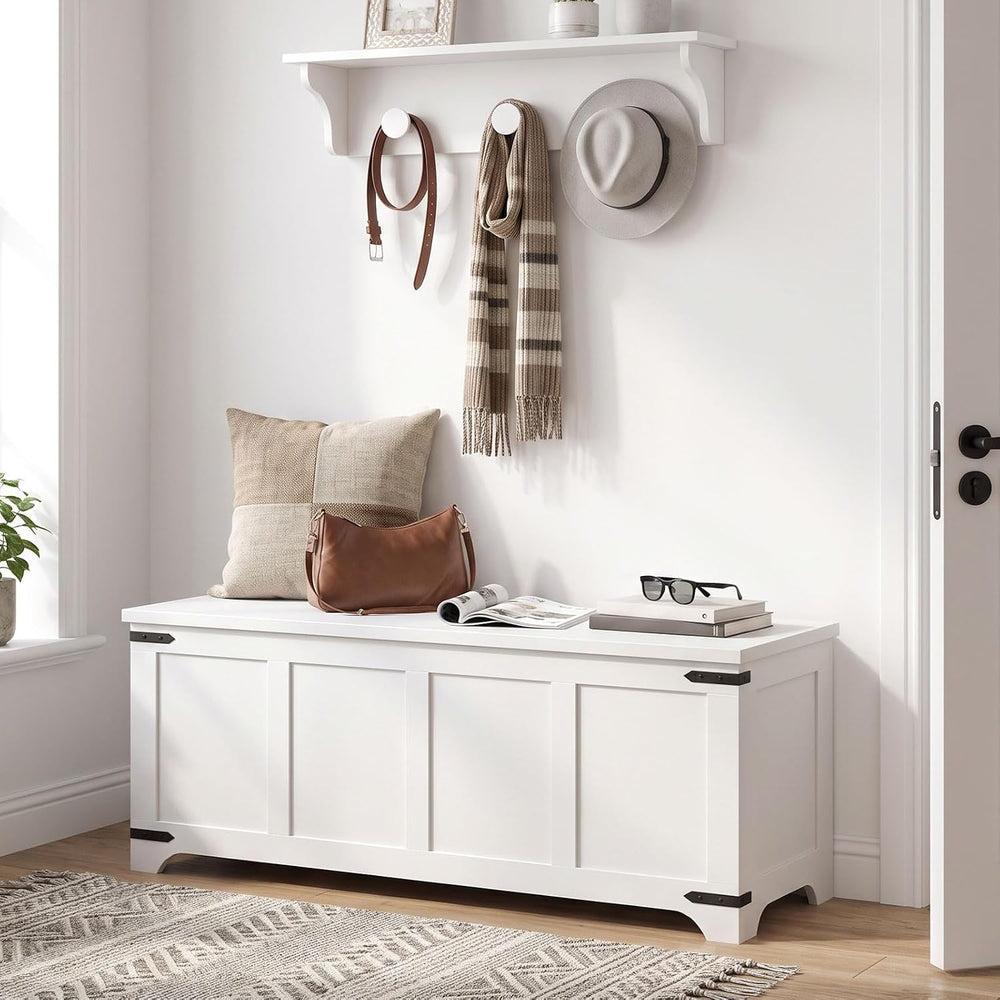 MAHANCRIS 47.2" Storage Chest Extra Large, Wooden Storage Bench with 2 S...