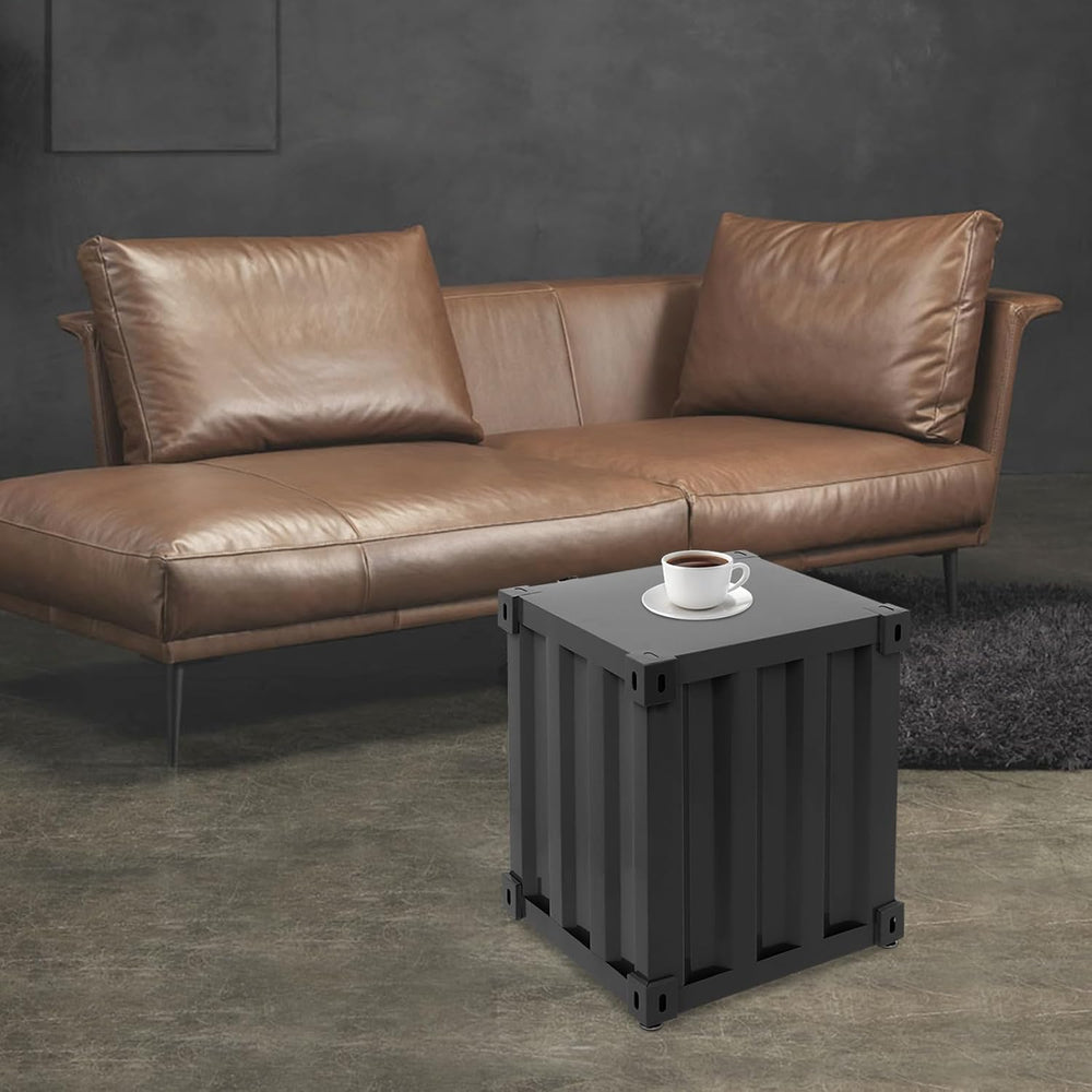 Side Table, Industrial Metal End Table Shipping Container Style,Wrought Iron ...