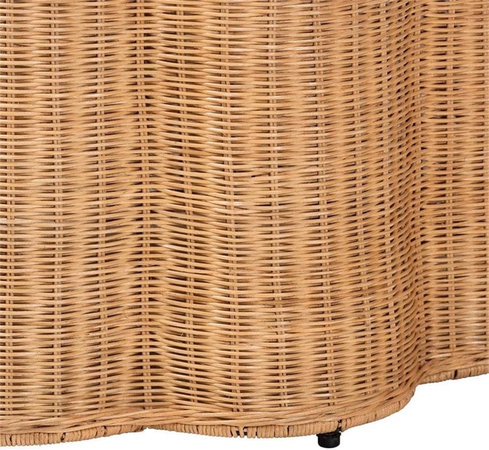 bali & pari Palm Bohemian Honey Scallop Rattan End Table