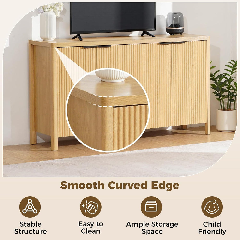 HOMMPA 55''Sideboard Buffet Cabinet with Storage Fluted Sideboard-Nat...