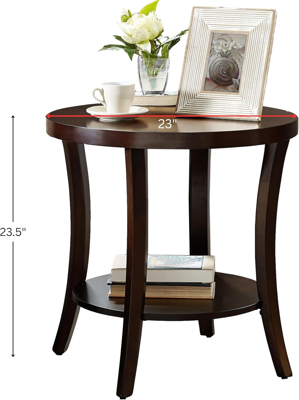 23" Contemporary Wooden Side Table, End Table with Storage Shelf, Accent...