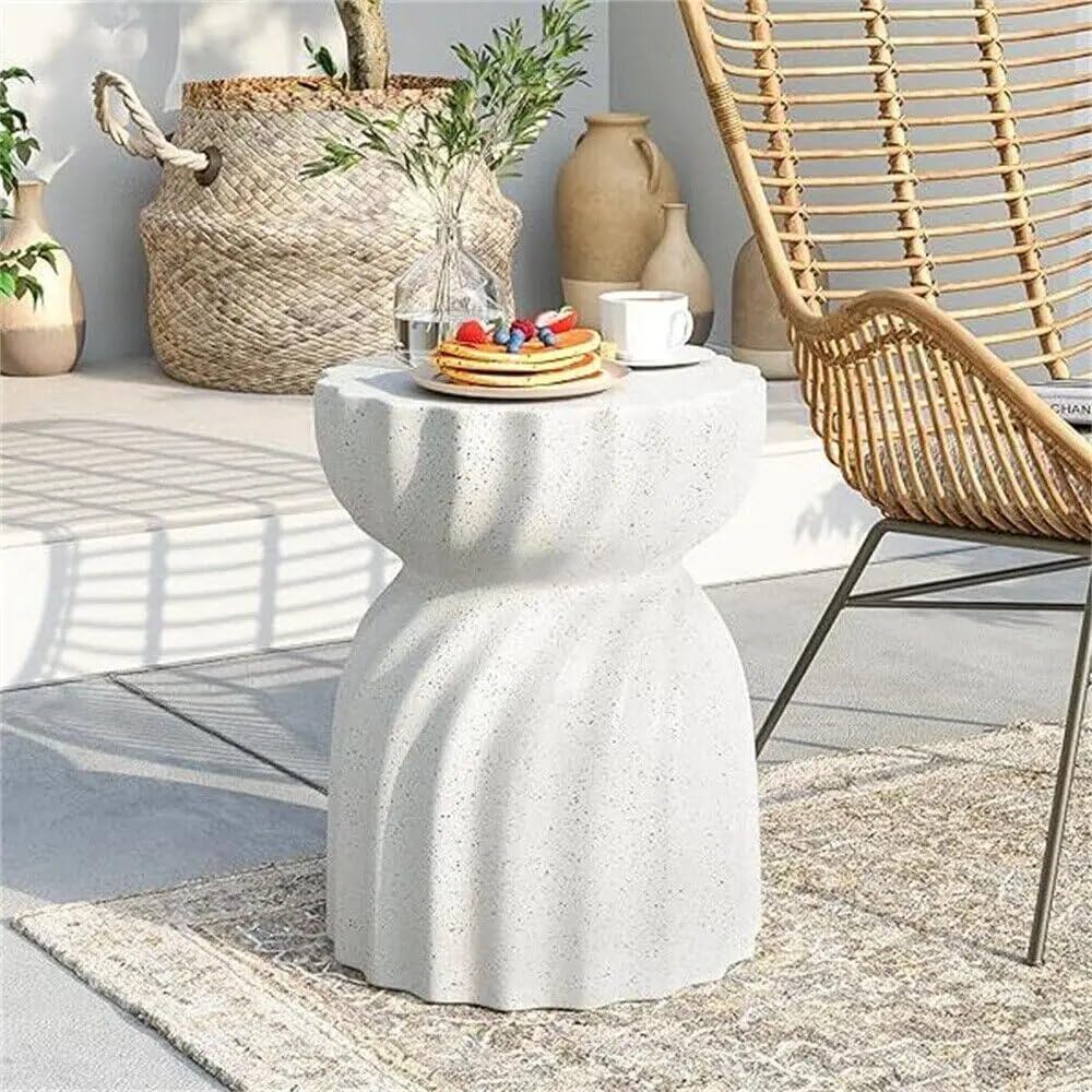13.78x13.78x19.09 inch Contemporary Lightweight Concrete Accent Side Table Pa...