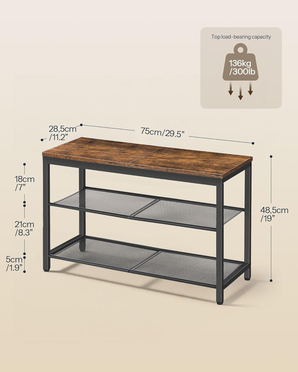 HOOBRO Shoe Bench, 3-Tier Shoe Rack, Industrial Shoe Organizer Storage Bench,...