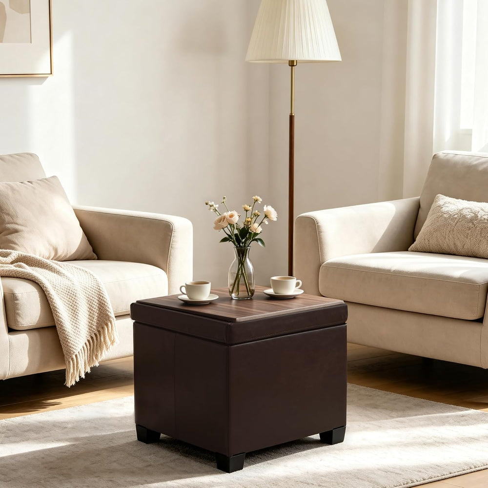 CAROLMADE 17.7" Square Storage Ottoman with Coffee Table