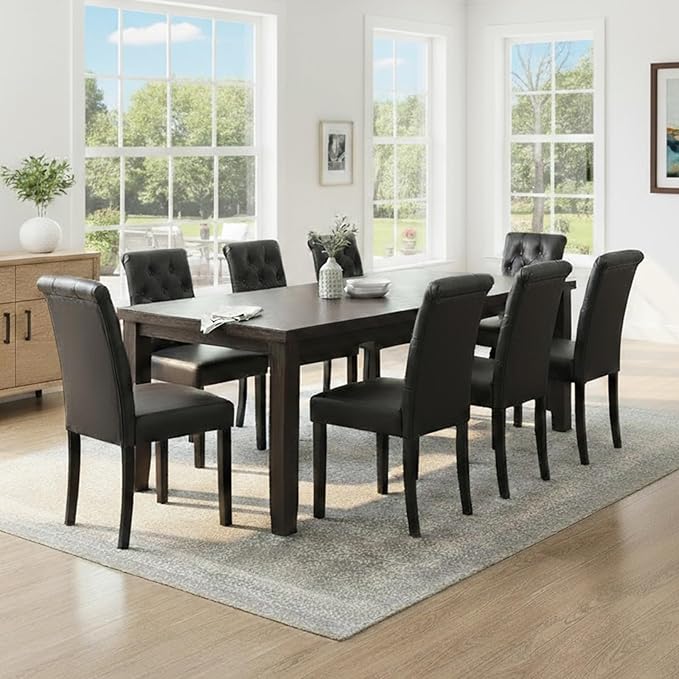 Faux Leather Dining Chairs Set of 8 Upholstered Dining Room Chairs Modern Tuf...