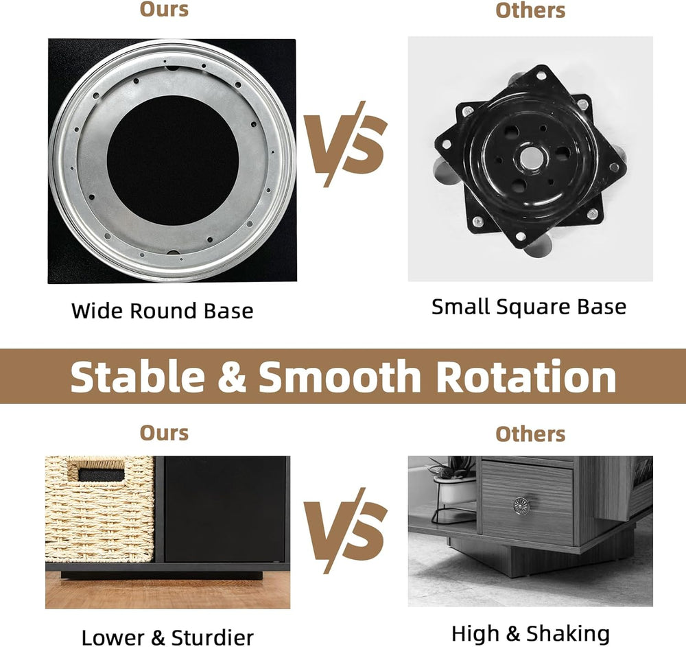 TooCust Rotating End Table with Storage, Square Rotating Side Table Living Ro...