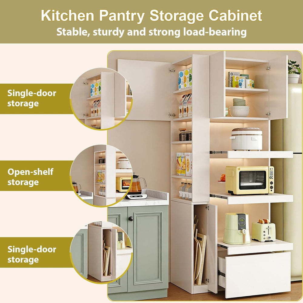 LINLIUA 71'' Tall Kitchen Pantry Cabinet, Wood Pantry Storage Cabinet...