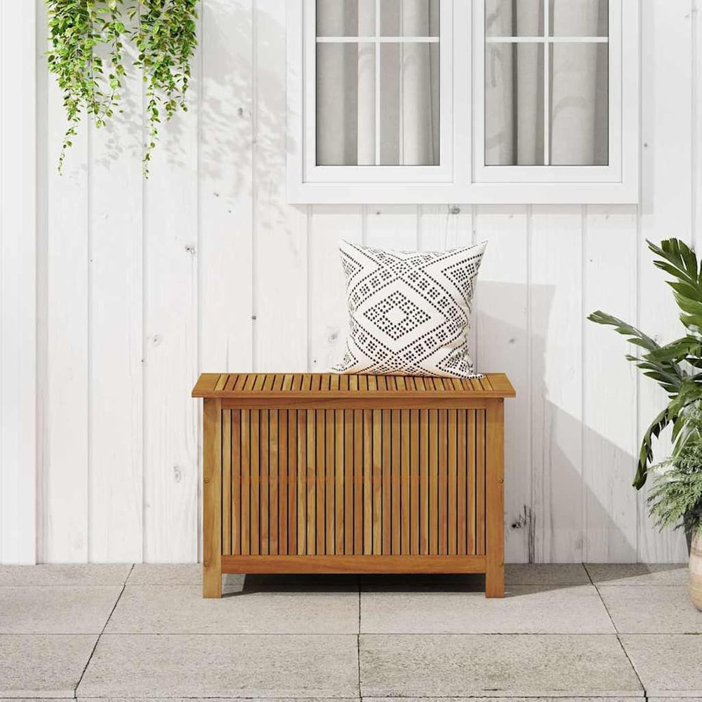 Gecheer Garden Storage Box, Solid Acacia Wood Outdoor Storage Bench 90x50x58 ...