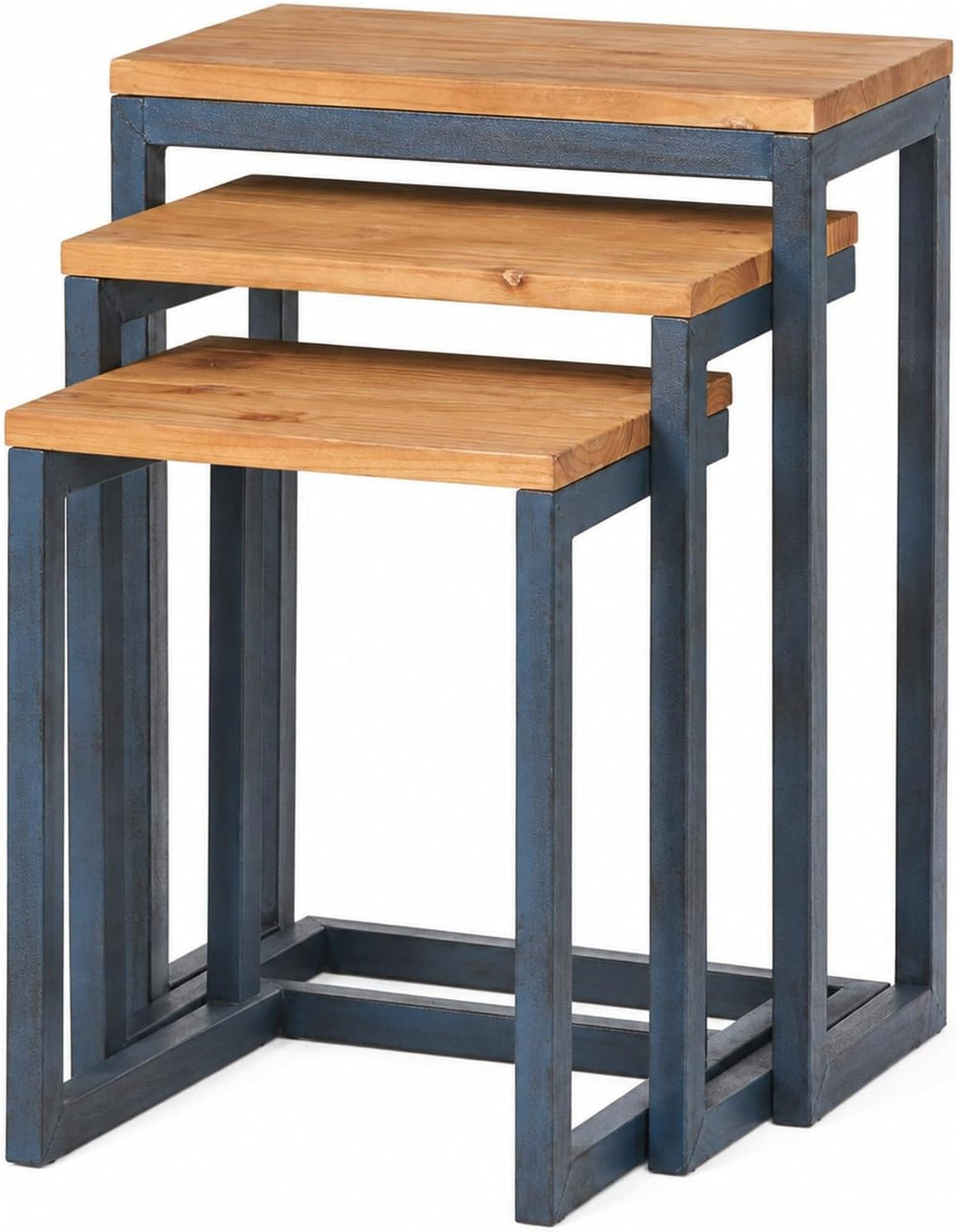 Nesting Table Set of 3, Firwood Tops and Iron Frames | Firwood tops and iron ...