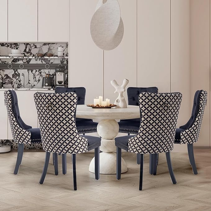 Velvet Upholstered Dining Chairs Set of 8, Modern Style Kitchen Side Chairs w...