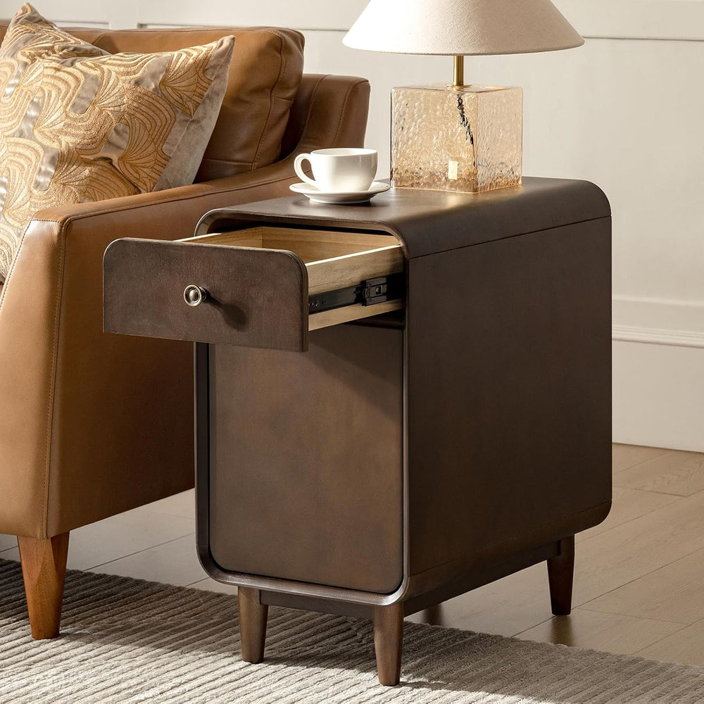 HULALA HOME Narrow End Table with Adjustable Shelf, Mid Century Modern End Ta...