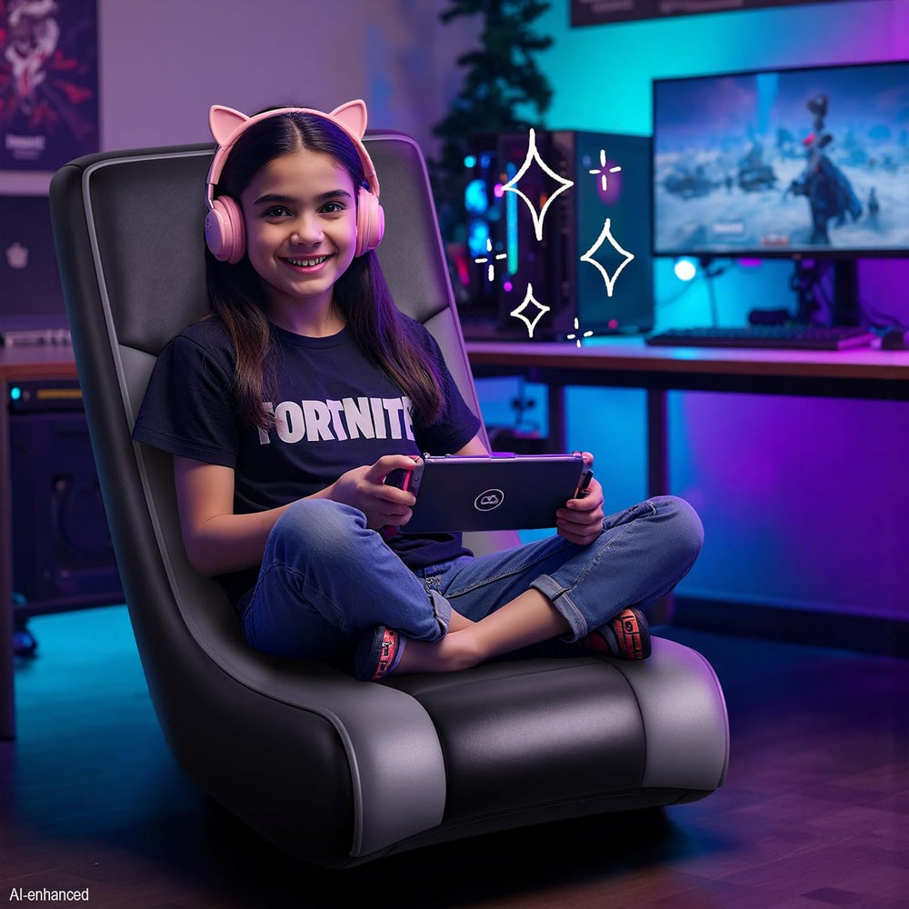 GTPLAYER Floor Rocking Gaming Chair – Floor Rolling Game Chairs with Angle Li...