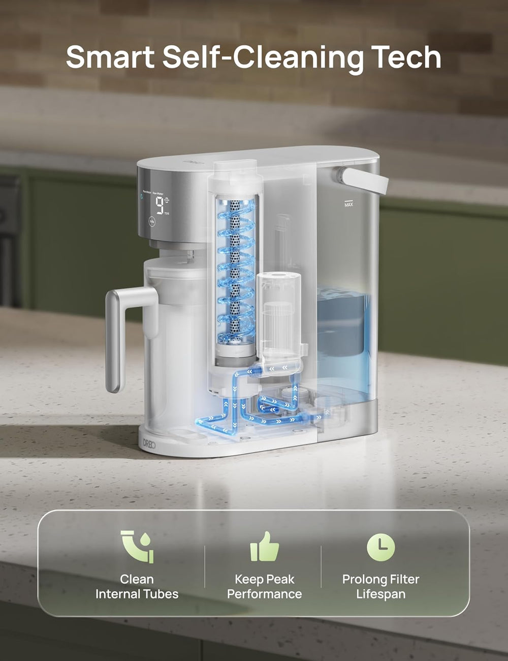 DREO Reverse Osmosis Water Filter System Countertop, RO Water Filter 112 3L
