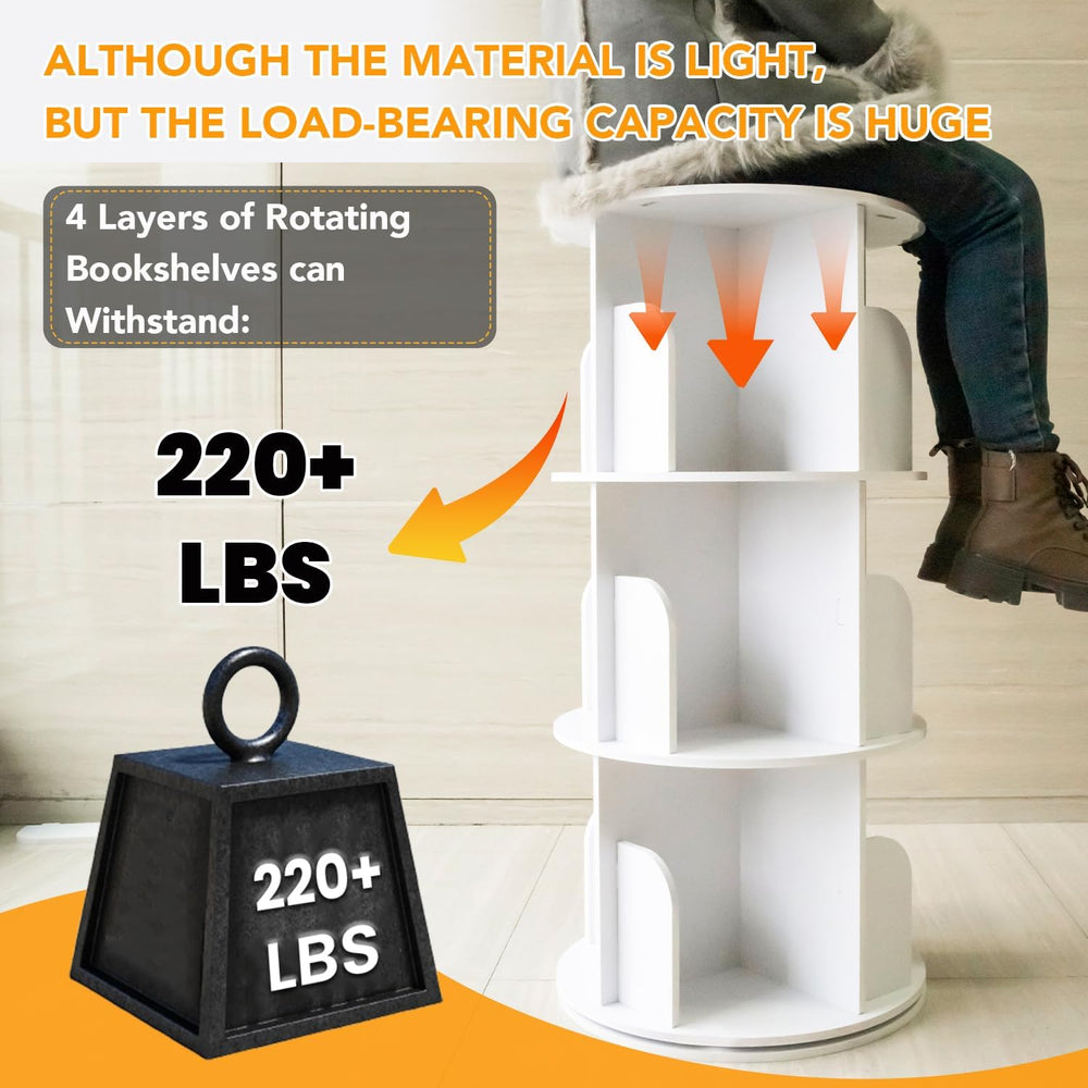 RUNSUNSPRI 4 Tier Rotating Bookshelf Tower, Spinning Bookshelf, Revolving 360...