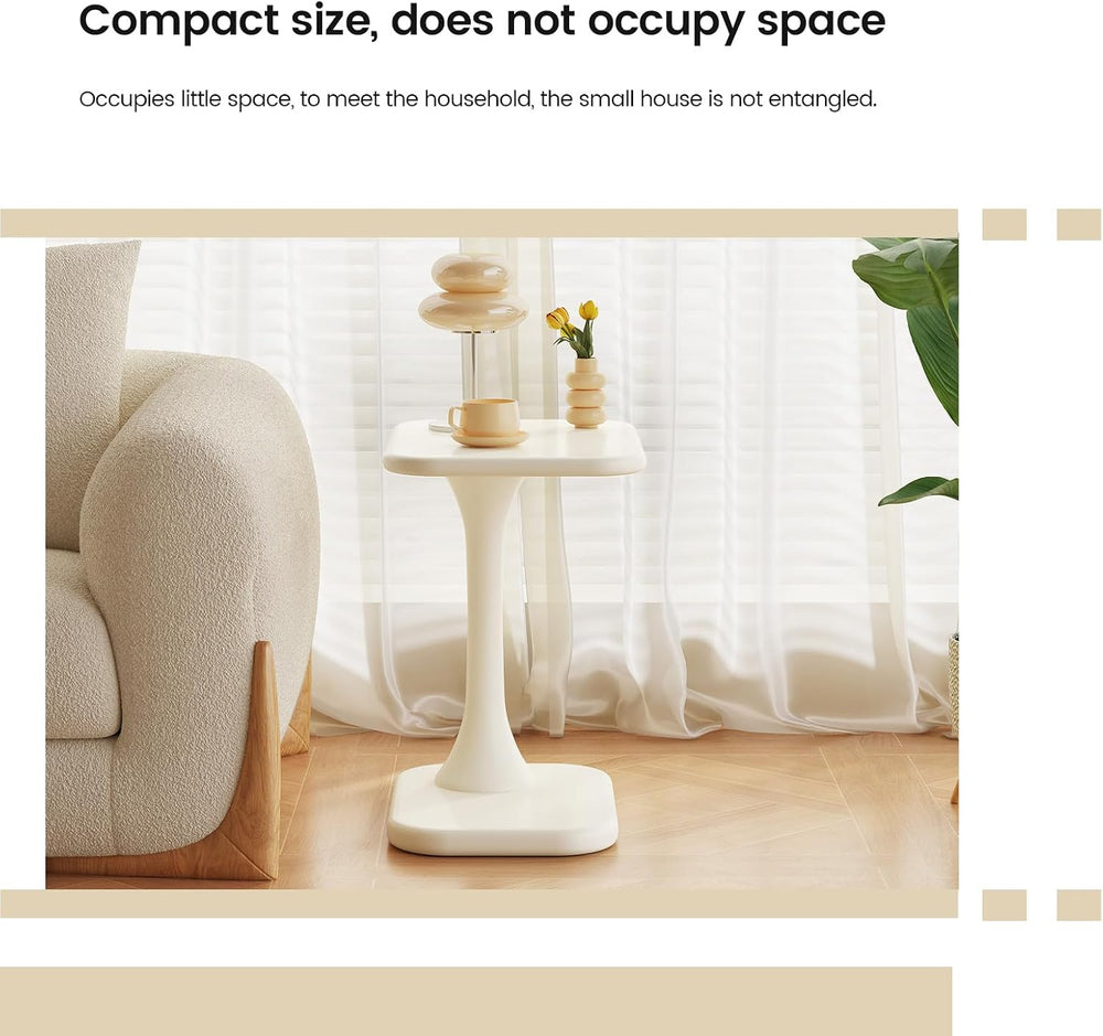 Guyii Modern Side Table, Cream White C-Shaped Sofa Table, Space-Saving End Ta...