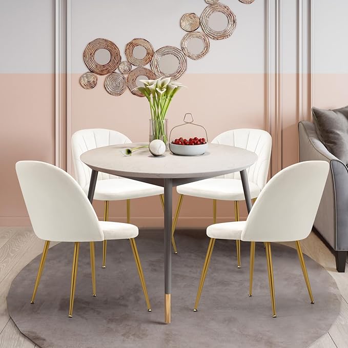 Velvet Dining Chairs Set of 2, Upholstered Mid Century Modern Dining Chairs, ...