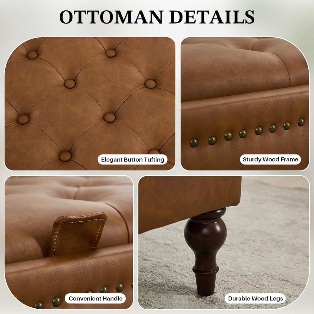 Storage Ottoman Coffee Table, Large Ottoman with Storage Oversized Square Foo...
