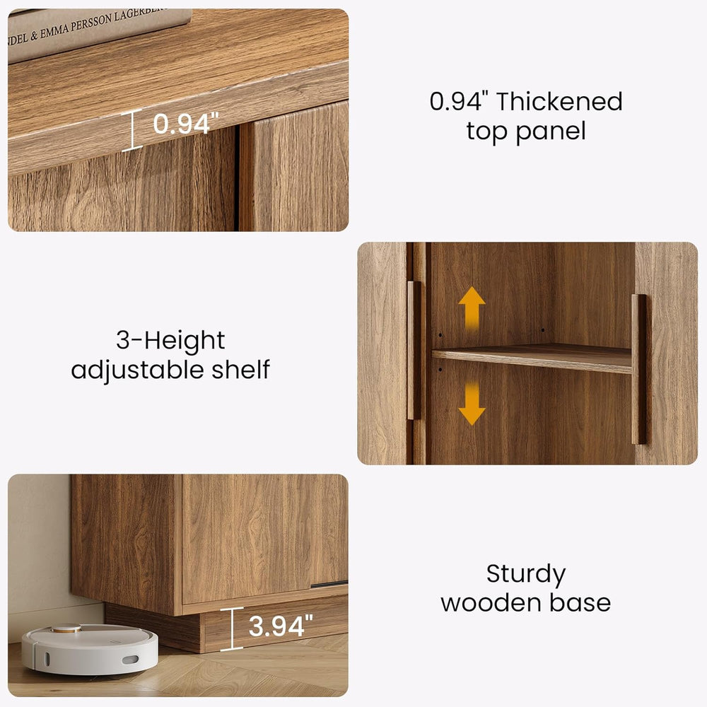 ModernMate 63'' Sideboard Buffet Cabinet with 4 Sliding Doors, Wood C...