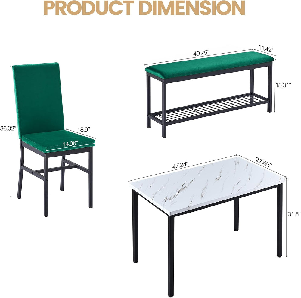 YOFE Dining Table Set for 4,Faux Marble Kitchen Table,Kitchen Table Chairs Se...