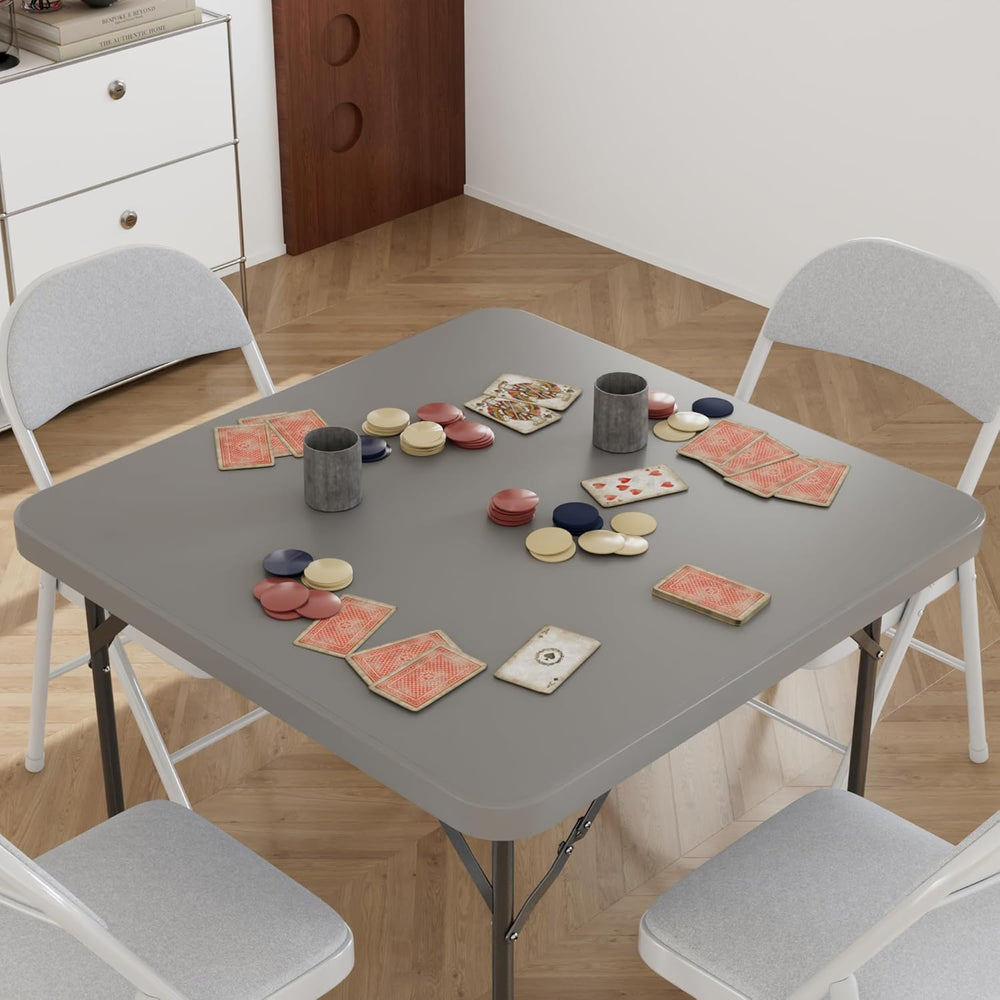 VECELO 5 Piece Folding Card Table Square and Chairs Set, Collapsible Legs &am...