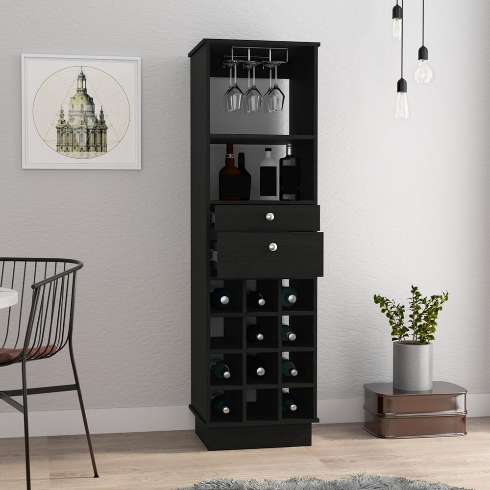 Classic Storage Cabinet with Two Drawers, Twelve Built-in Wine Rack Pantry Si...