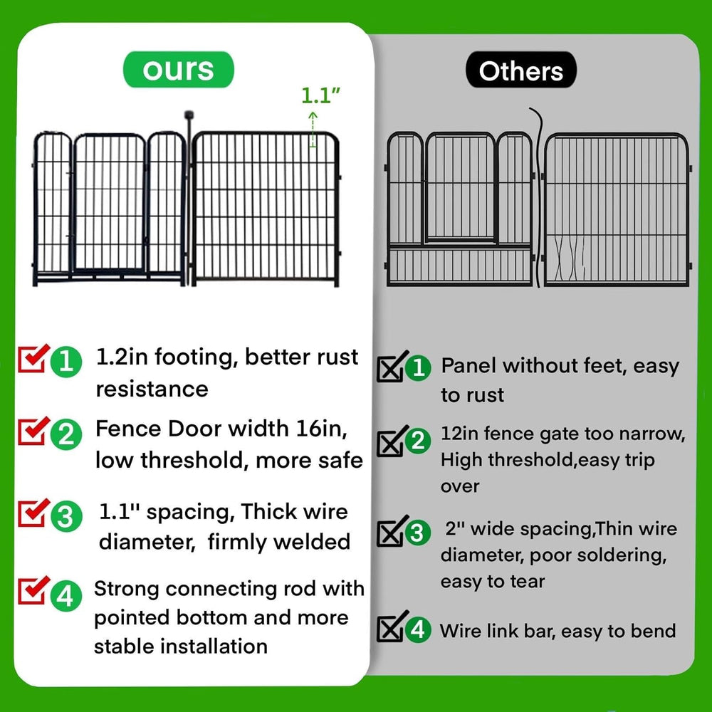 ADAVIN 48in Dog Fence, 4 Panels Tall Garden Fence with Low Threshold Gate