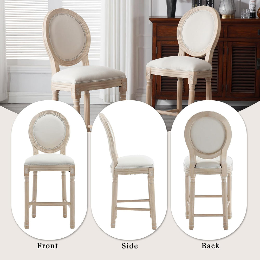 French Country Bar Stools Set of 4, 26" Farmhouse Counter Height Stools