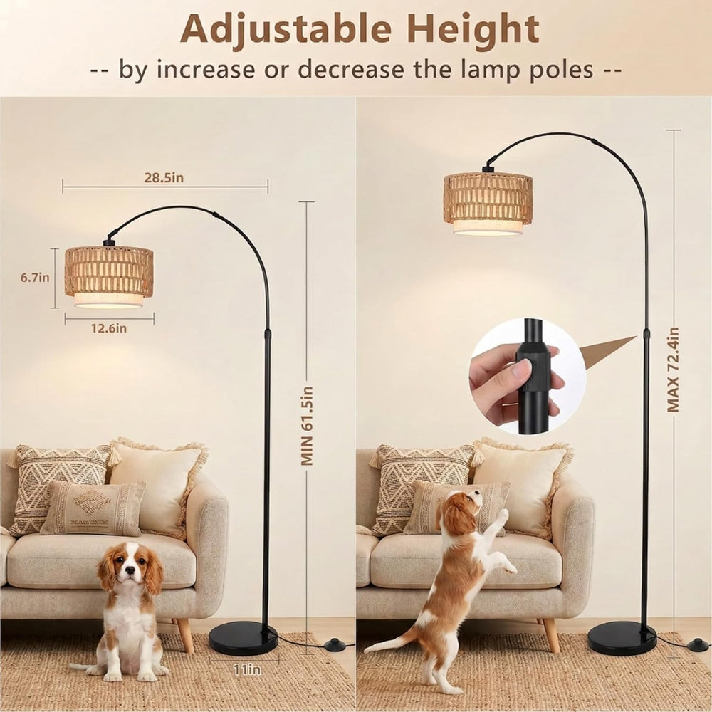 Arc Floor Lamp for Living Room with 12W Bulb,61.5"-71.5" Height Adj...