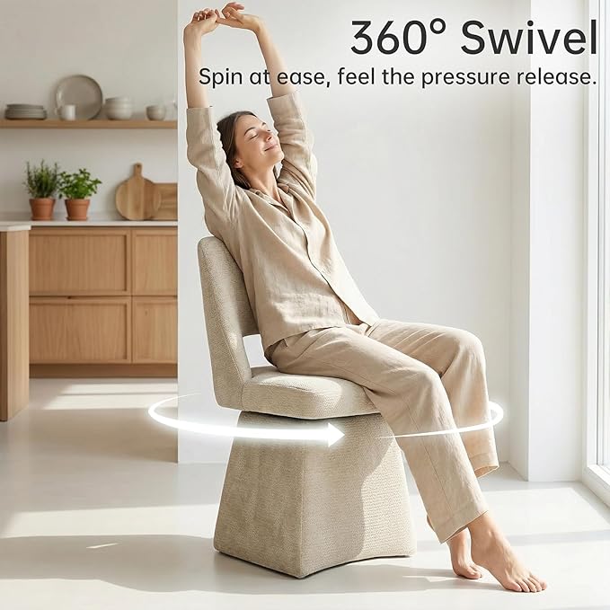 VKNOW Upholstered Swivel Dining Chairs, Modern Dining Room Chairs with Open B...
