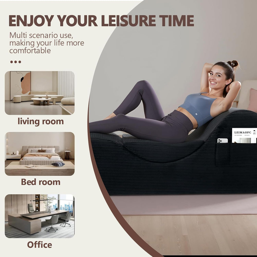 Yoga Chair Lounge for Adult, Ergonomic Chaise Lounge Chair with Side Pocket, ...