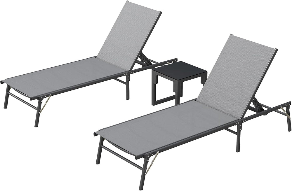 UDPATIO Foldable Patio Lounge Chair Sets with Side Table, No Assembly Outdoor...