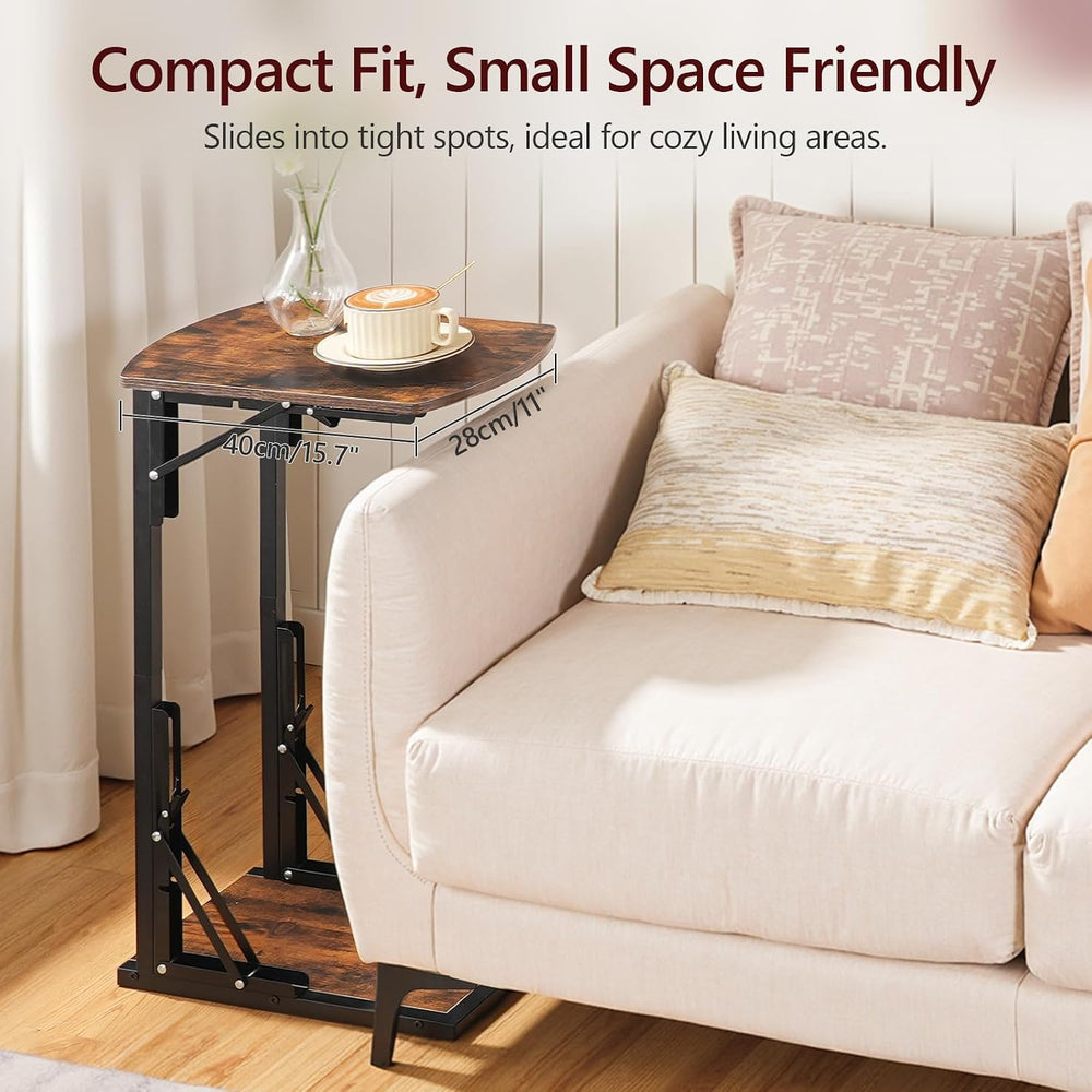 MAHANCRIS Folding C Shaped End Table, Adjustable Small Sofa Side Laptop Desk,...