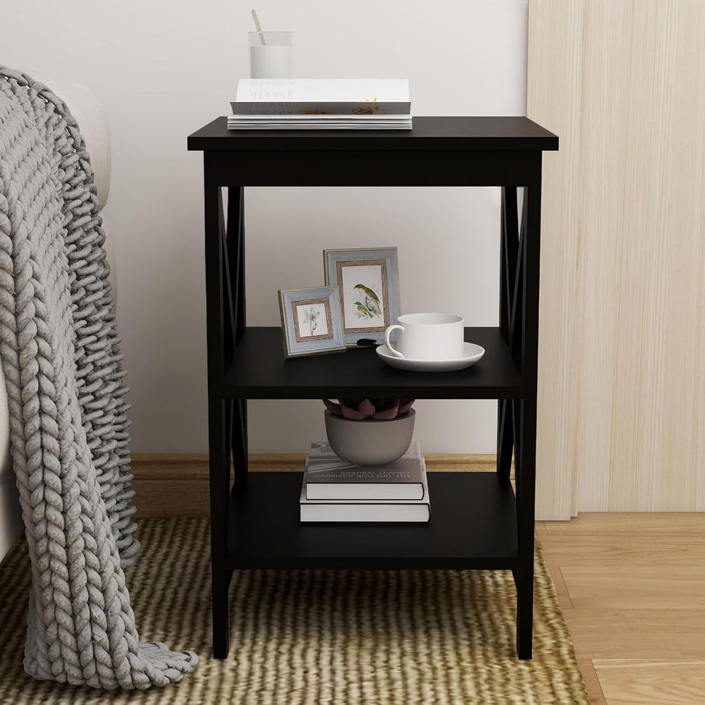 Oxford Small Side Table Black, 15.75W x15.75D x24.02 H Square End Table with ...