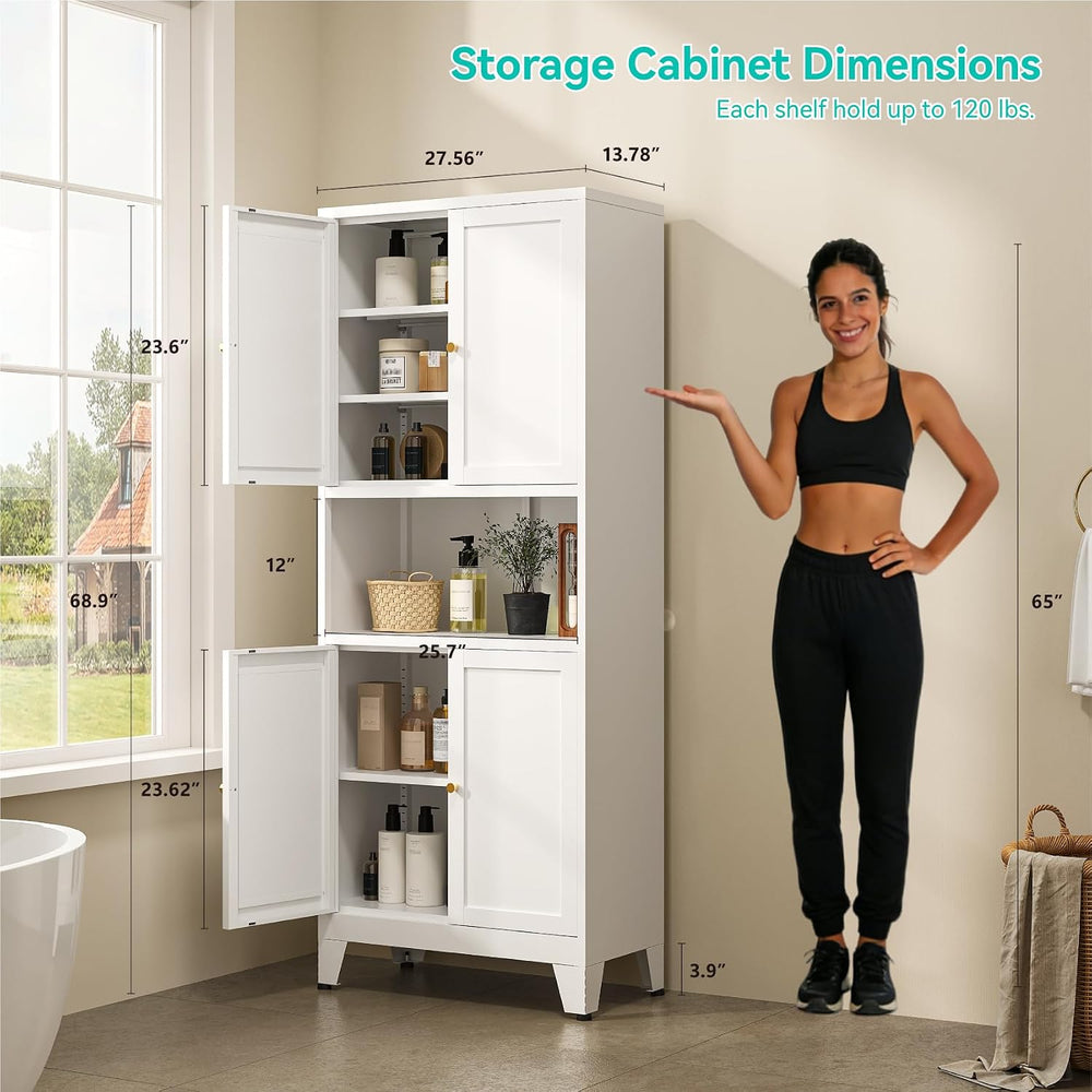 69" H Metal Pantry Cabinet with Open Shelf,13.78“Deep By 28" Wide S...