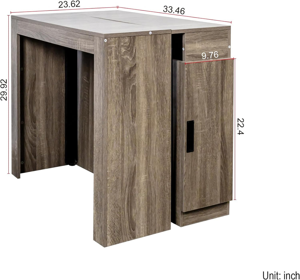 Extendable Dining Table with Storage, Transformer Extra Console Table for 1-1...