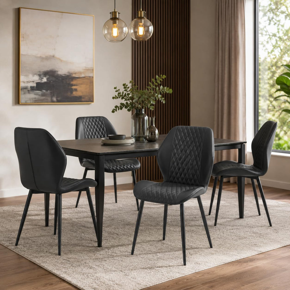 Dining Chairs Set of 4, Modern Upholstered Kitchen Chairs with Curved Back, D...