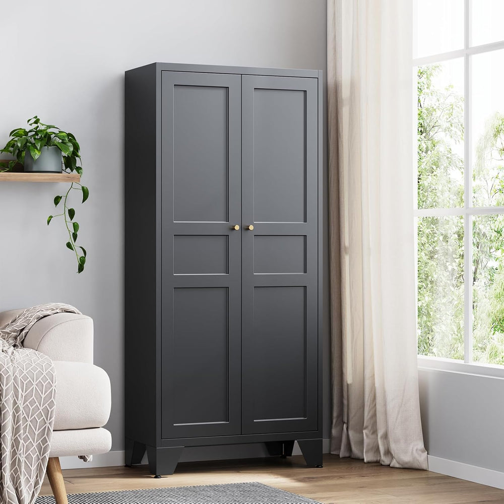 Yizosh Metal Pantry Cabinet,Tall Kitchen Pantry Storage Cabinet with Doors an...
