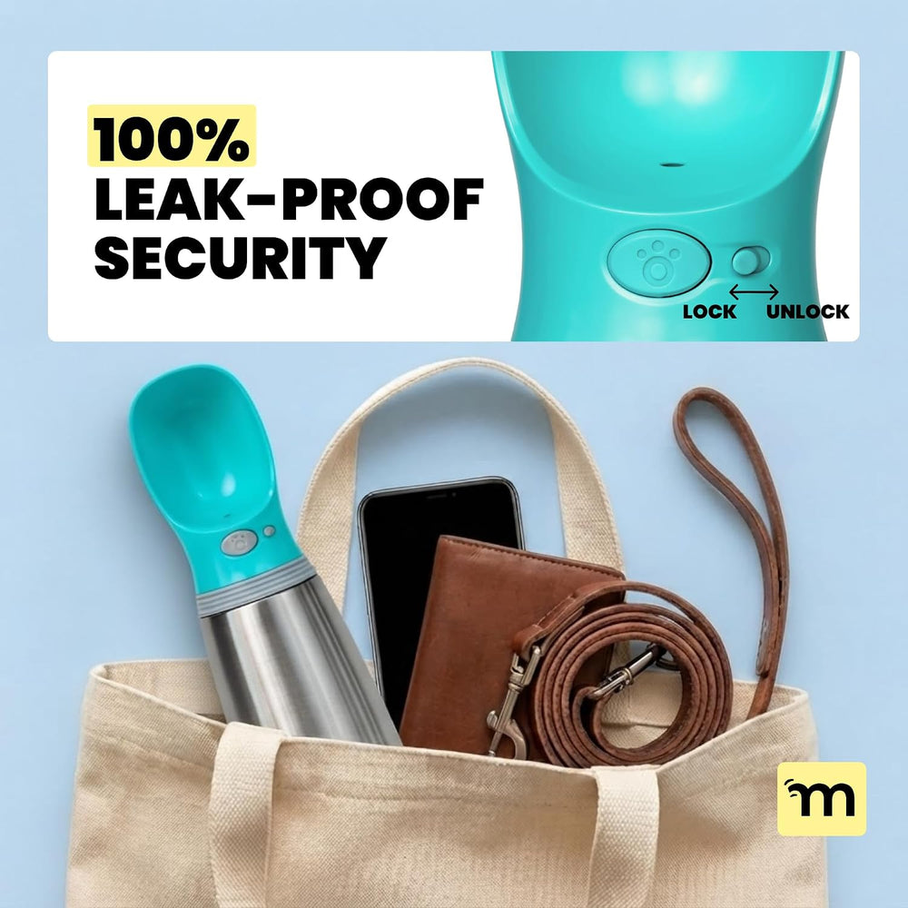 Malsipree Insulated Dog Water Bottle Portable, Leakproof Steel, Blue 24oz